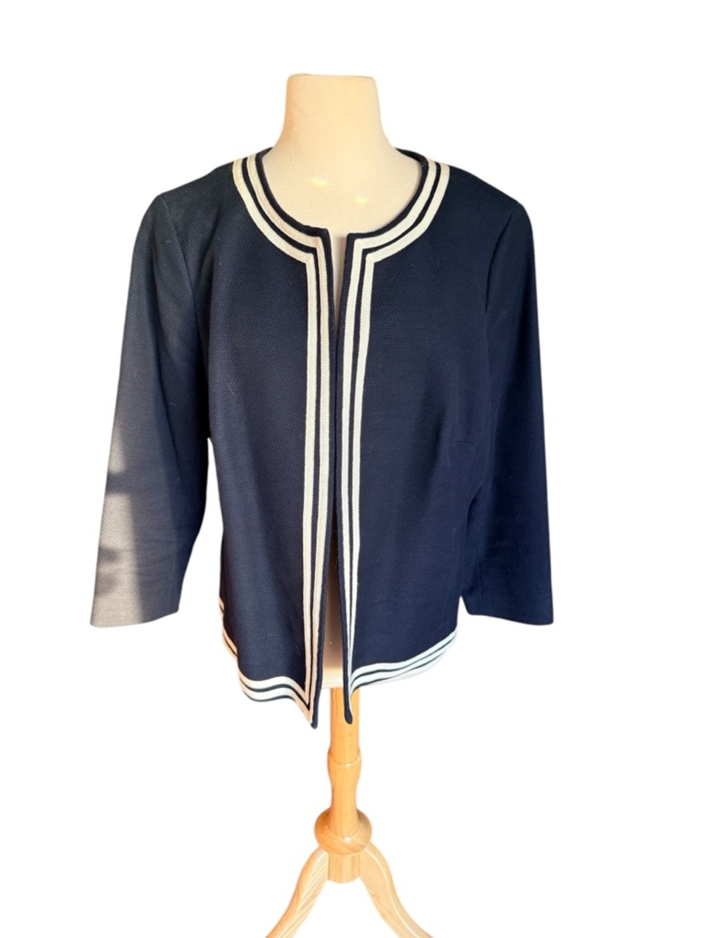 Talbots Navy and Off-White Plus Size Blazer, 16W